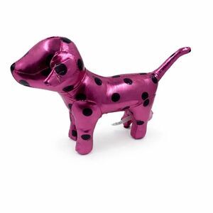 Victoria's Secret PINK Metallic Pink  Black Polka Dots Dog 7"
